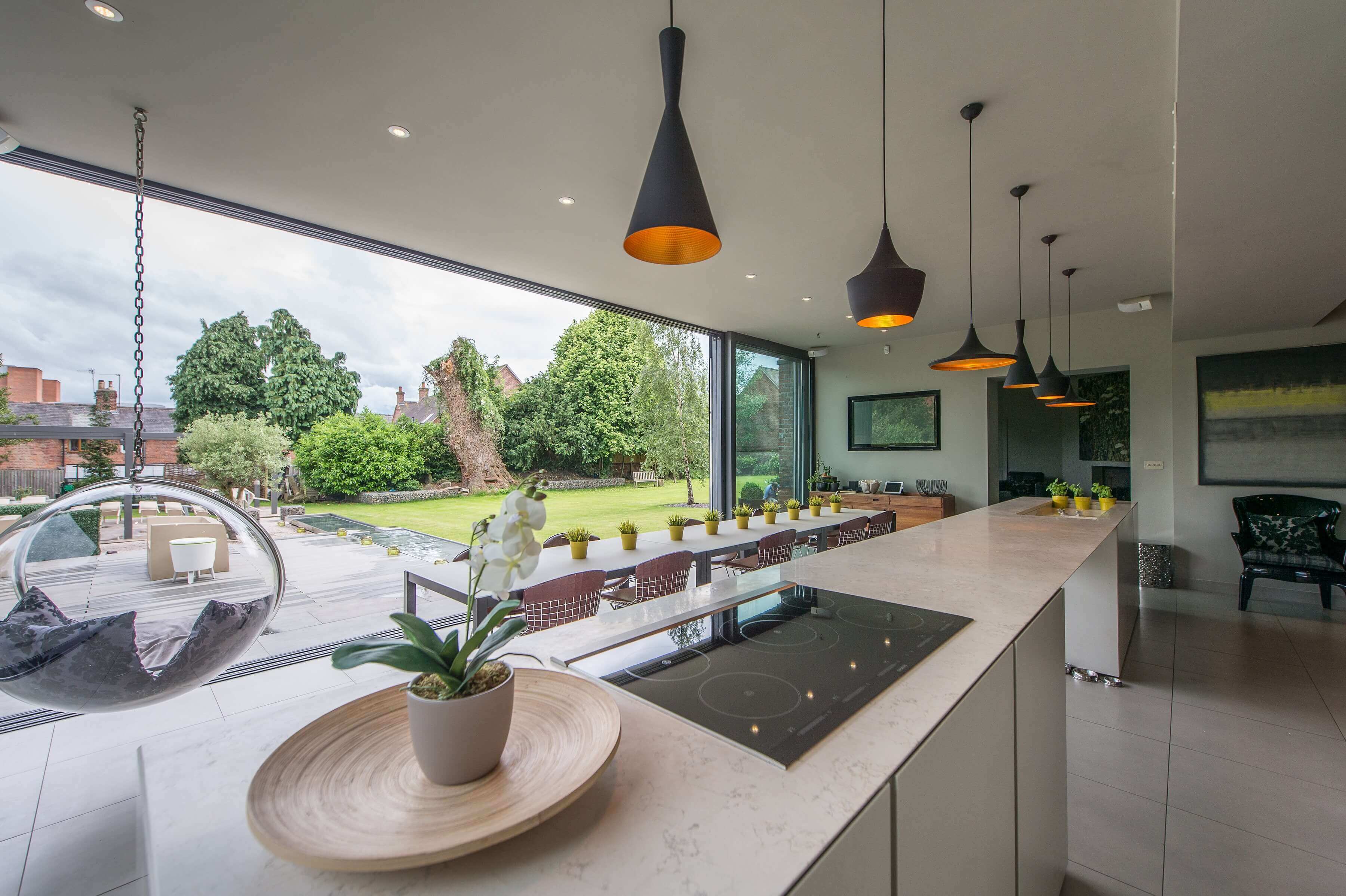 A kitchen with energy saving heating and floor screeding installed