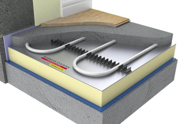 underfloor heating for wooden flooring section cut out