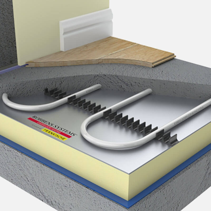 underfloor heating for wooden flooring section cut out