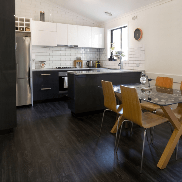 Underfloor heating flooring installed under laminate in a kitchen