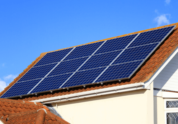 Solar panels on a home with underfloor heating