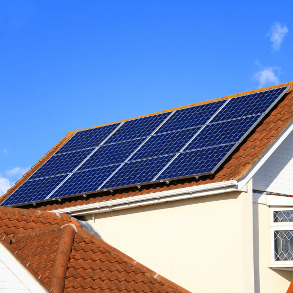 Solar panels on a home with underfloor heating