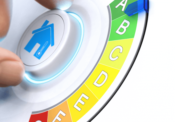 an underfloor heating thermostat with EPC ratings superimposed over it