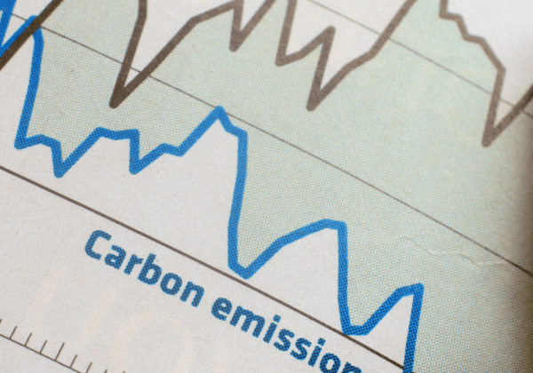 A graph of lowering carbon emmissions from underfloor heating