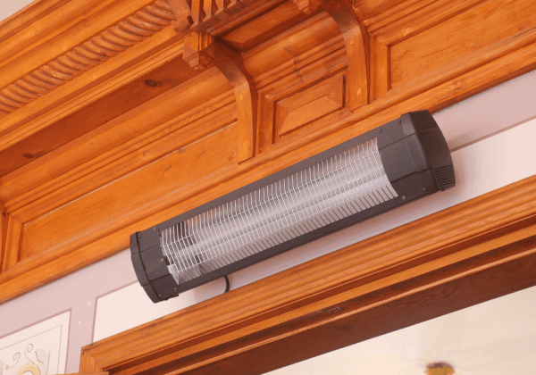 A wall mounted infrared heating unit
