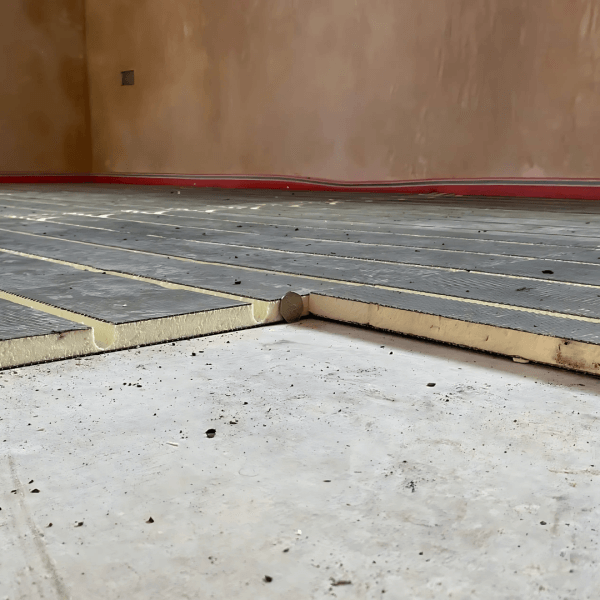 The floor insulation backer board used in low profile underfloor heating