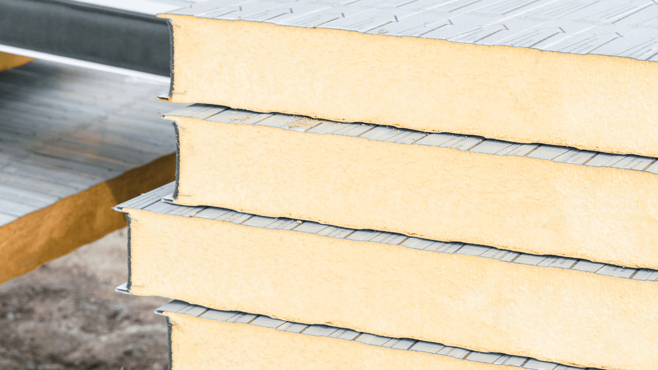 A stack of floor insulation boards for use with underfloor heating