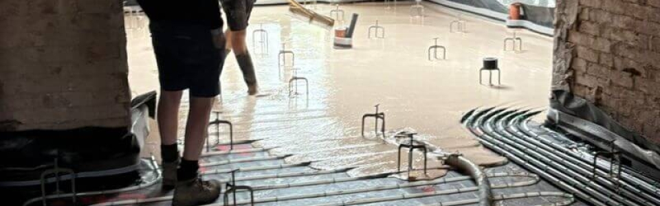 entire ground floor underfloor heating and liquid floor screed