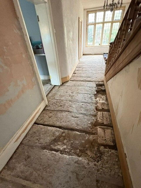 Concrete subfloor prior to underfloor heating for wooden flooring installation