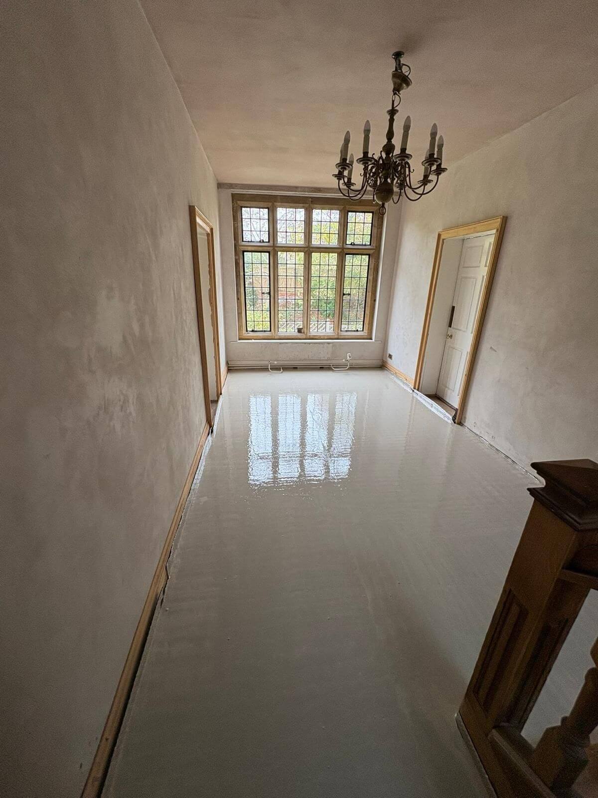 Finished liquid floor screeding on first floor