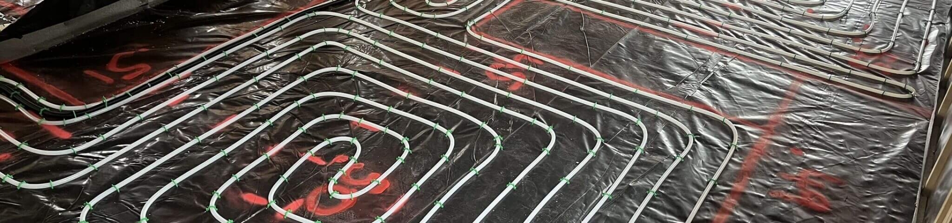 Pipework laid by underfloor heating installer