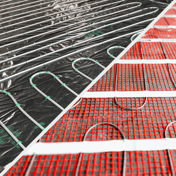 Electric and wet underfloor heating side by side