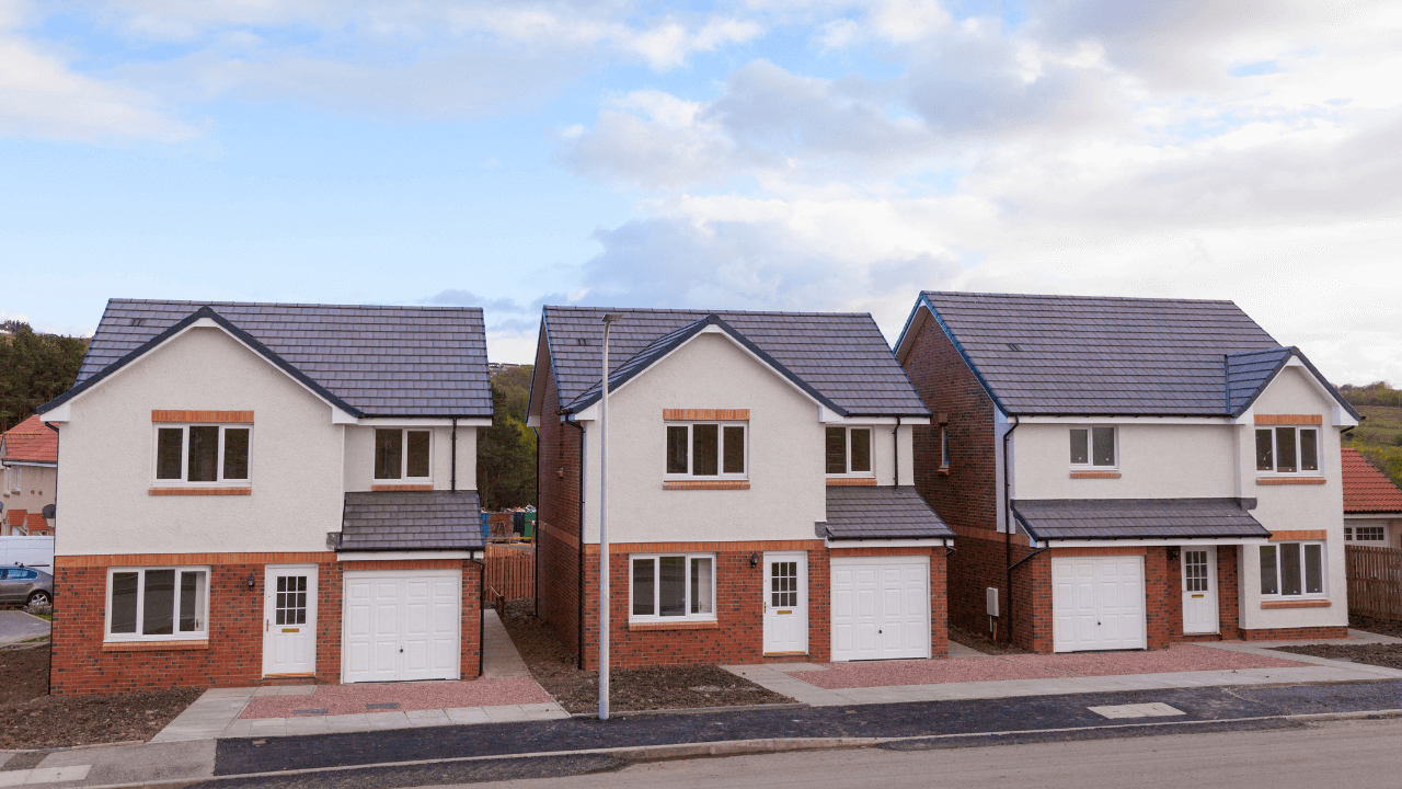 A row of new build homes
